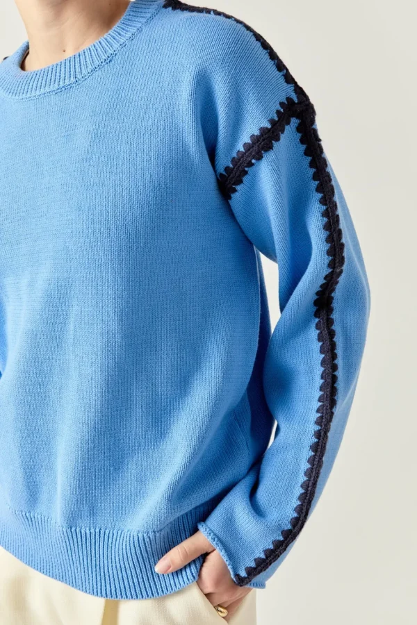 ENGLISH FACTORY Sweaters & Knits | Tops*- Joan Stitch Detailed Crew Neck Knit