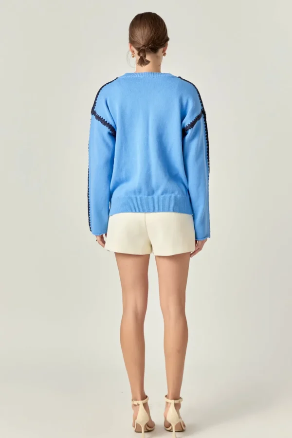 ENGLISH FACTORY Sweaters & Knits | Tops*- Joan Stitch Detailed Crew Neck Knit
