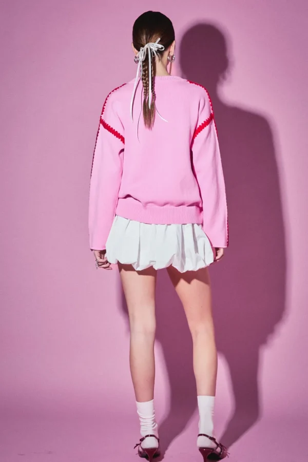 ENGLISH FACTORY Sweaters & Knits | Tops*- Joan Stitch Detailed Crew Neck Knit