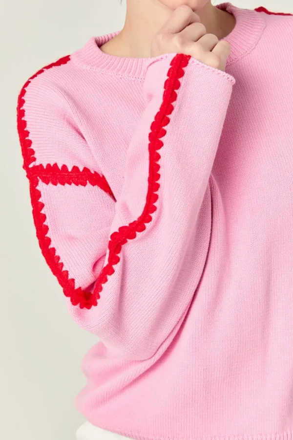 ENGLISH FACTORY Sweaters & Knits | Tops*- Joan Stitch Detailed Crew Neck Knit