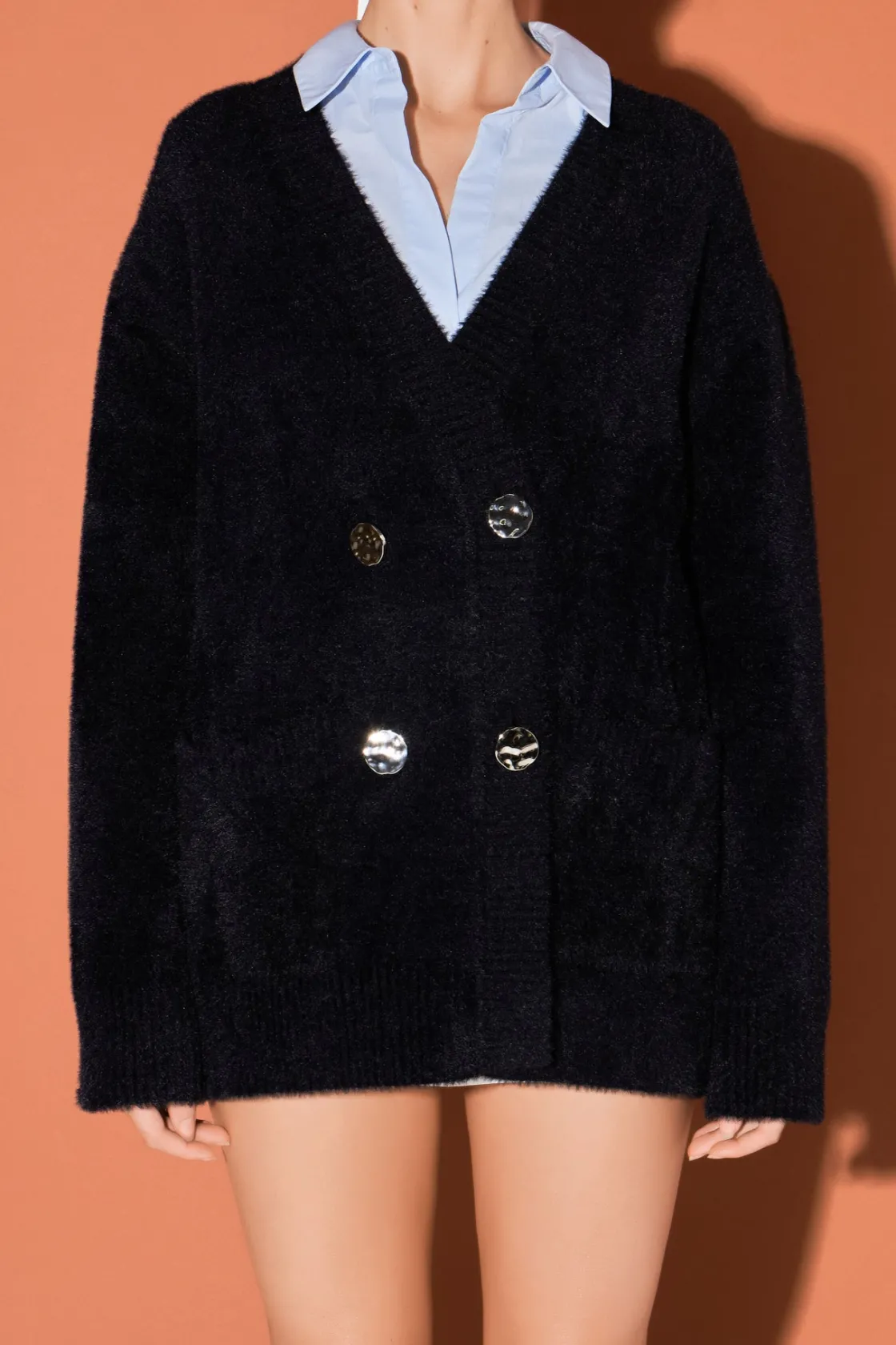 english_factory__knit_bla_0.webp ENGLISH FACTORY Sweaters & Knits | Jackets & Coats*- Knit Blazer Cardigan BLACK