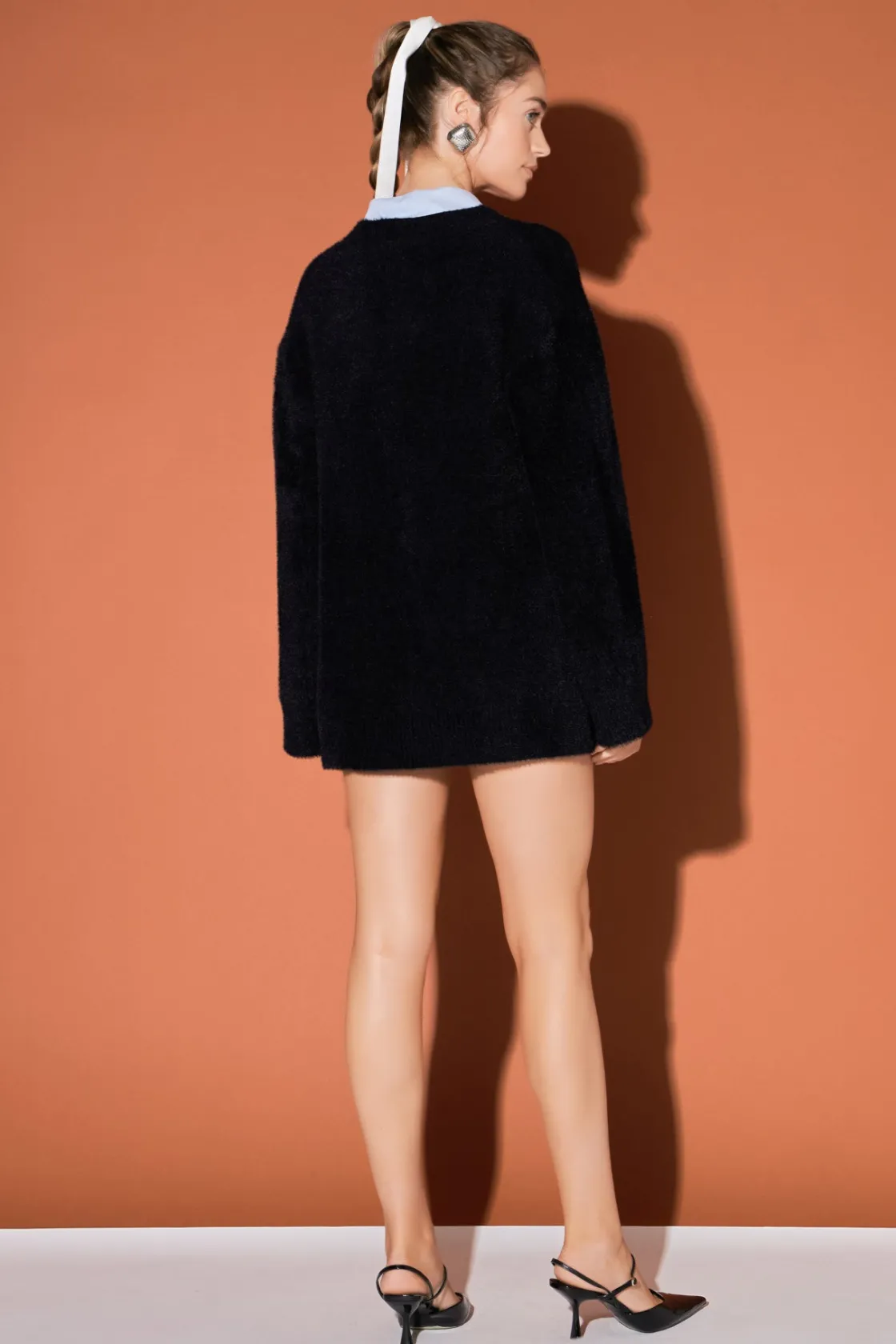 english_factory__knit_bla_2.webp ENGLISH FACTORY Sweaters & Knits | Jackets & Coats*- Knit Blazer Cardigan BLACK