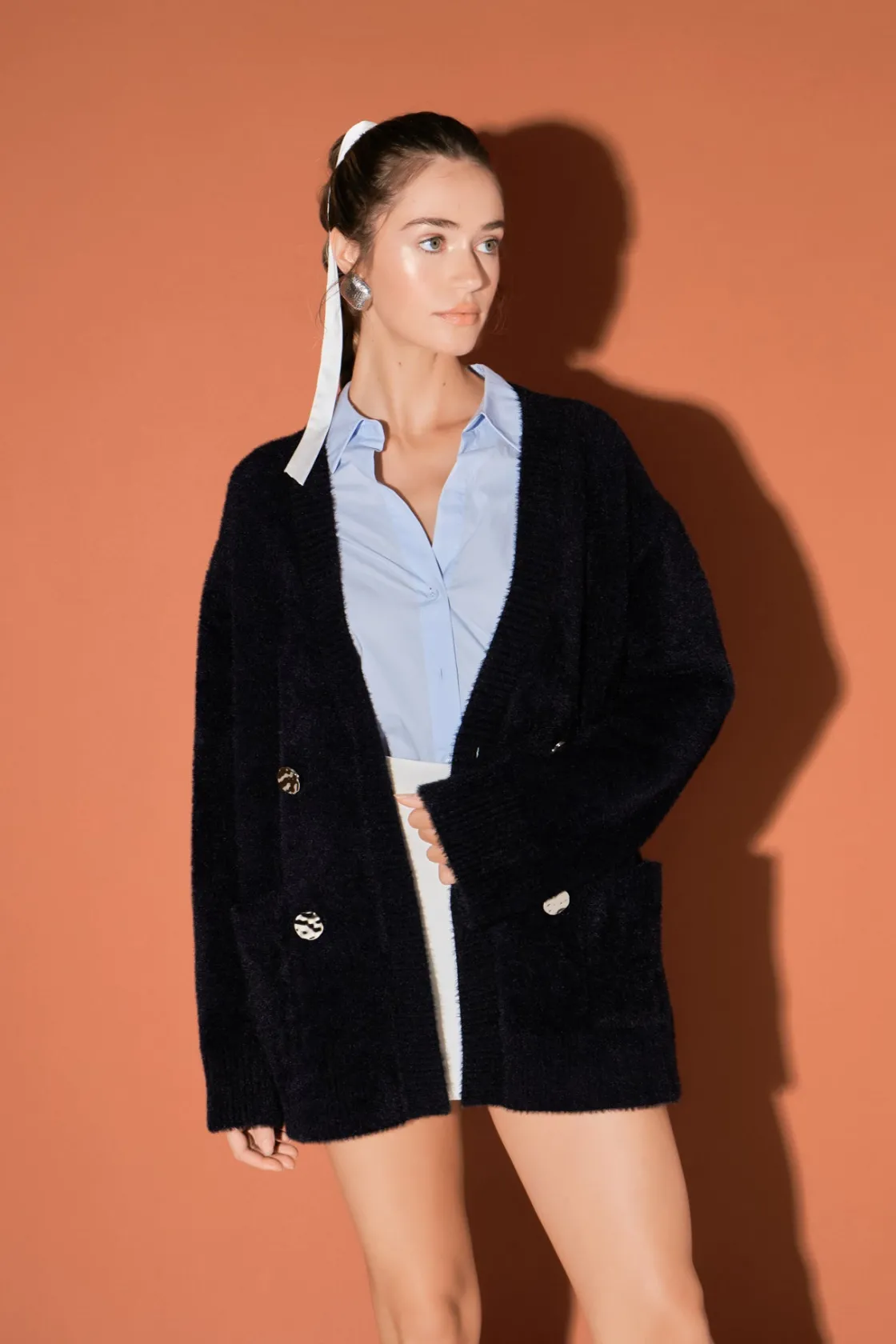 english_factory__knit_bla_3.webp ENGLISH FACTORY Sweaters & Knits | Jackets & Coats*- Knit Blazer Cardigan BLACK