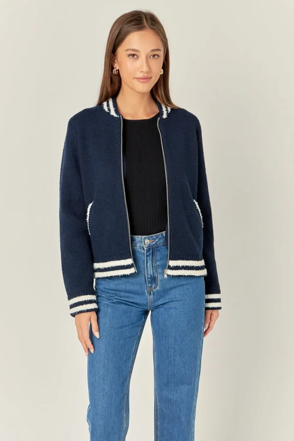 ENGLISH FACTORY Jackets & Coats | Tops*- Knit Bomber Jacket