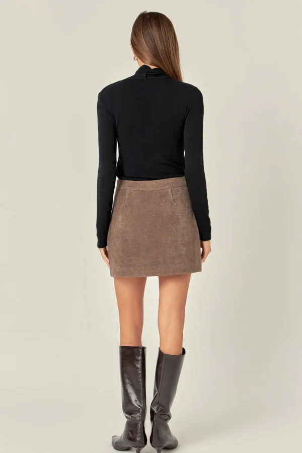 ENGLISH FACTORY Skirts | Tops*- Knit Button-Front Mini Skirt BROWN