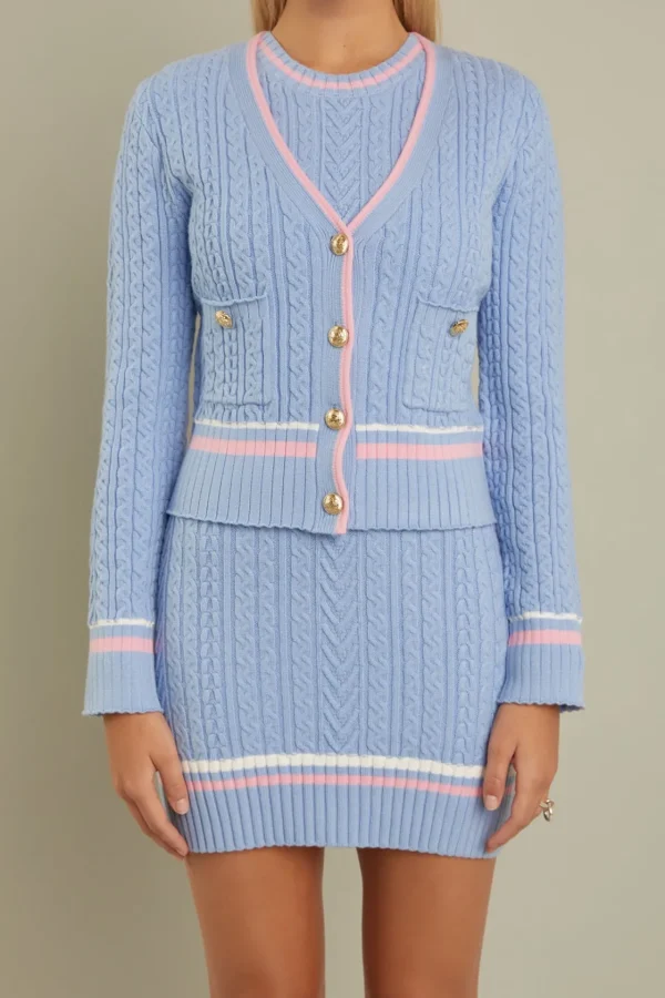 ENGLISH FACTORY Matching Sets | Tops*- Knit Cardigan POWDERBLUE