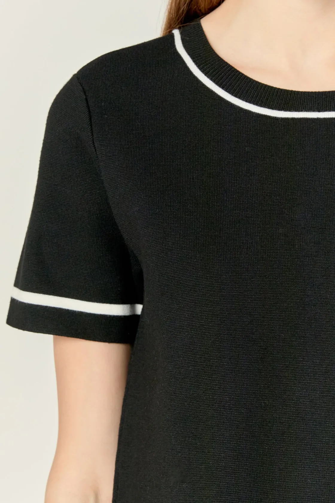 english_factory__knit_con_0-1.webp ENGLISH FACTORY Matching Sets | Tops*- Knit Contrast Mini Dress BLACK/WHITE