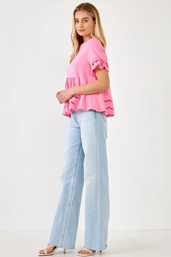 ENGLISH FACTORY Sweaters & Knits | Tops*- Knit Eyelet Mixed T-Shirts