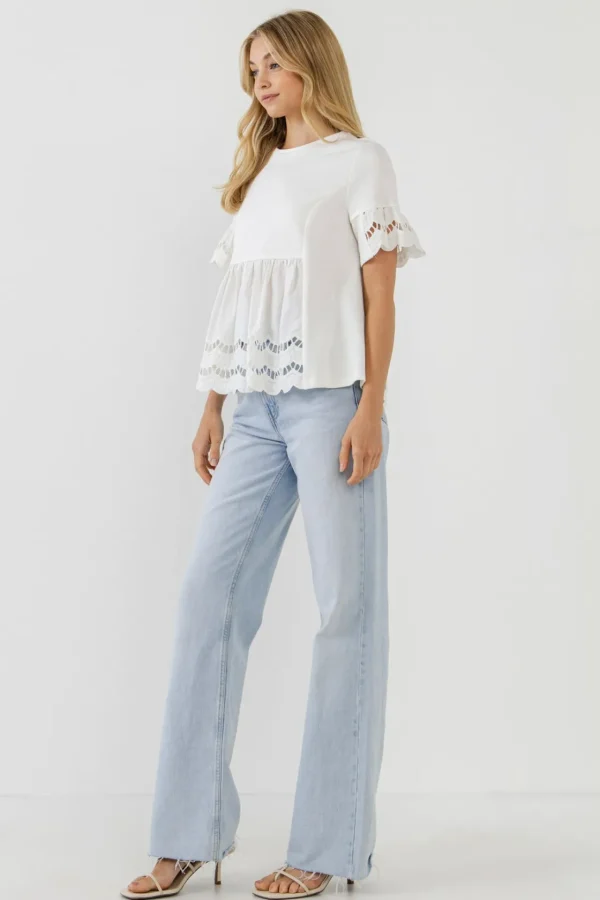 ENGLISH FACTORY Sweaters & Knits | Tops*- Knit Eyelet Mixed T-Shirts