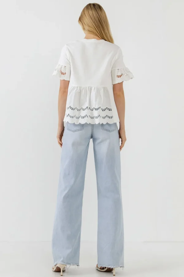 ENGLISH FACTORY Sweaters & Knits | Tops*- Knit Eyelet Mixed T-Shirts
