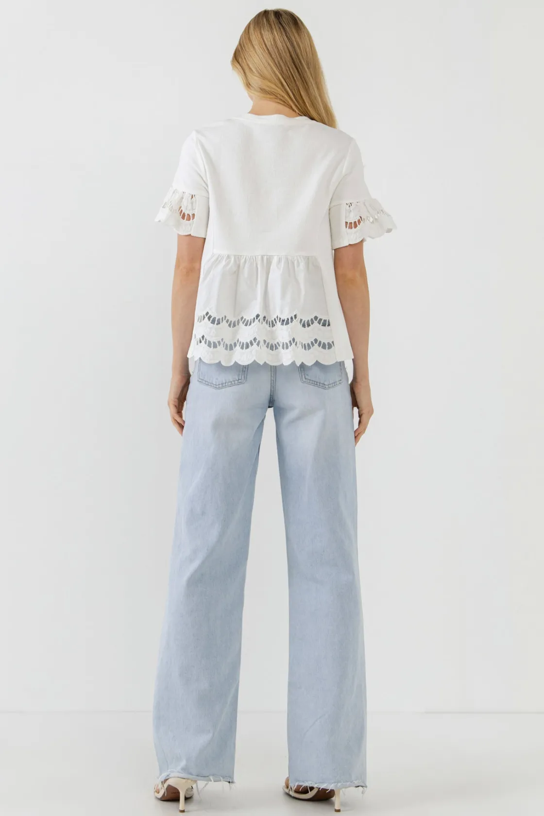 english_factory__knit_eye_12.webp ENGLISH FACTORY Sweaters & Knits | Tops*- Knit Eyelet Mixed T-Shirts