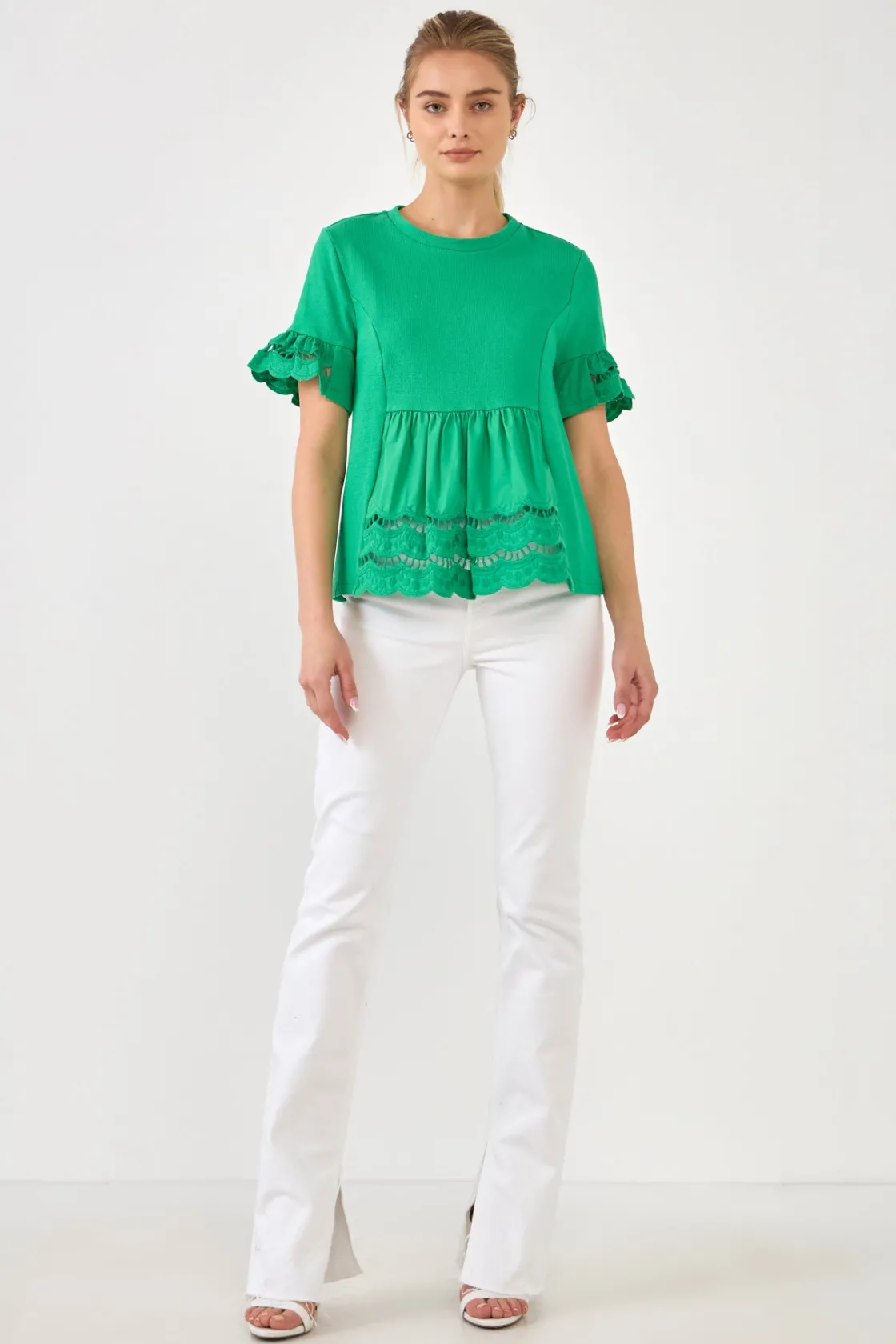 english_factory__knit_eye_14.webp ENGLISH FACTORY Sweaters & Knits | Tops*- Knit Eyelet Mixed T-Shirts