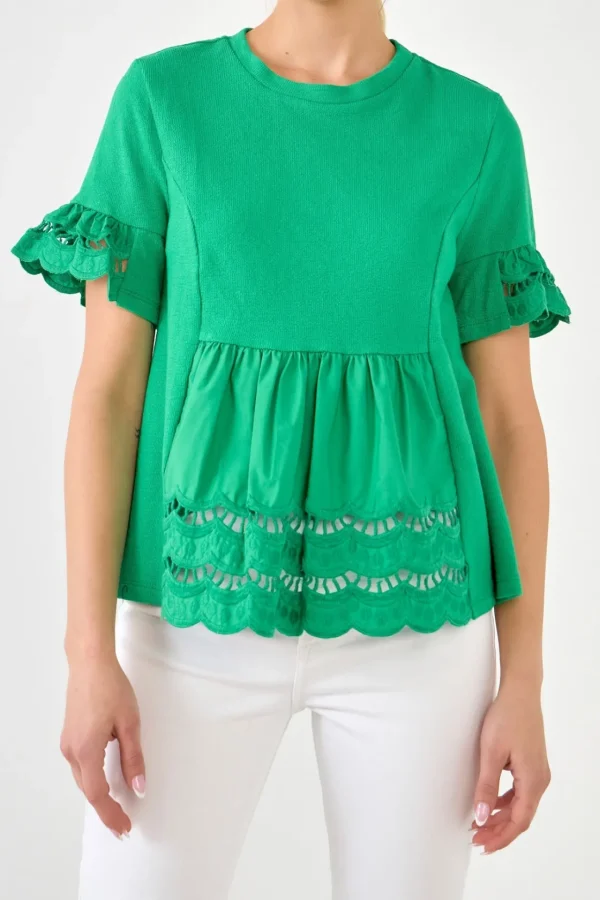 ENGLISH FACTORY Sweaters & Knits | Tops*- Knit Eyelet Mixed T-Shirts