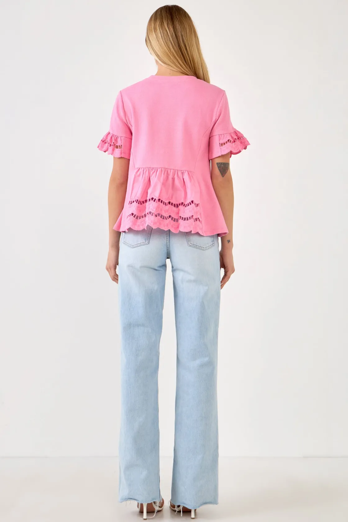 english_factory__knit_eye_2.webp ENGLISH FACTORY Sweaters & Knits | Tops*- Knit Eyelet Mixed T-Shirts