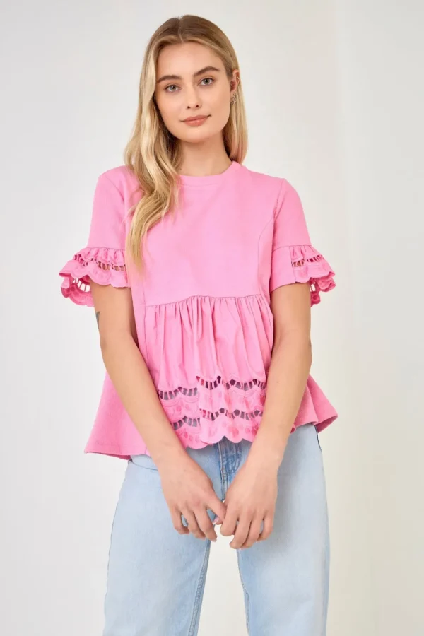 ENGLISH FACTORY Sweaters & Knits | Tops*- Knit Eyelet Mixed T-Shirts