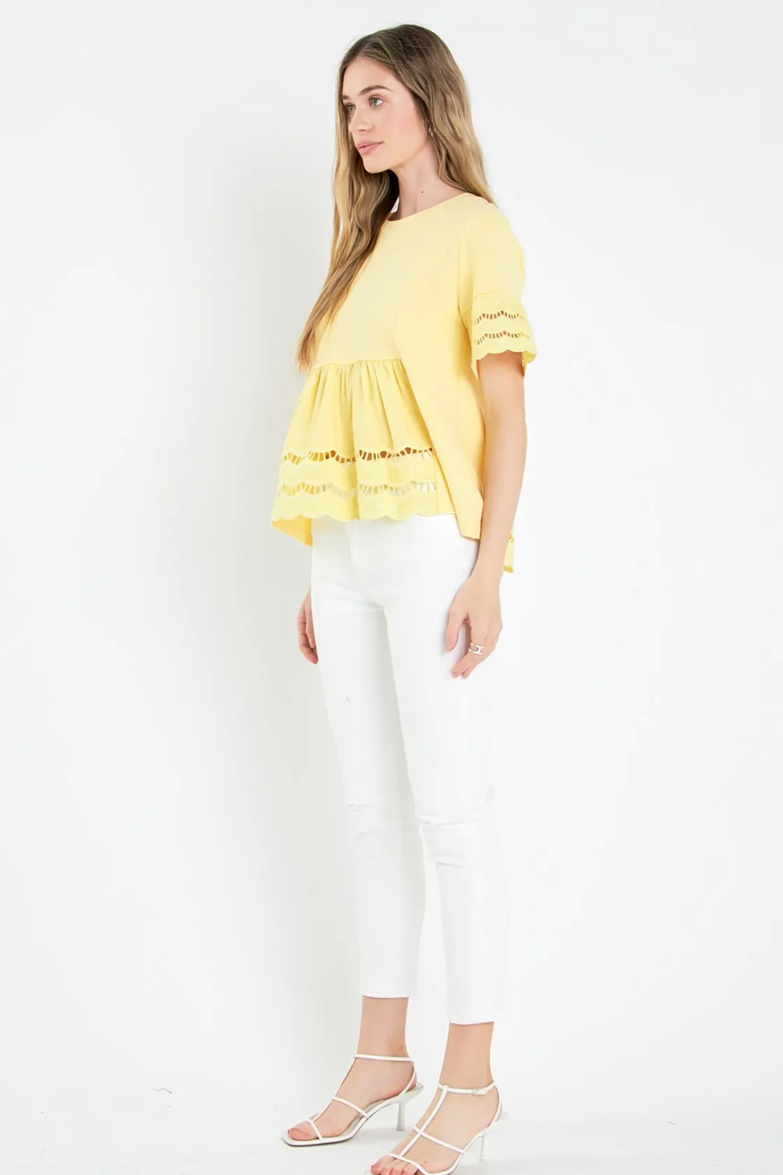 english_factory__knit_eye_6.webp ENGLISH FACTORY Sweaters & Knits | Tops*- Knit Eyelet Mixed T-Shirts