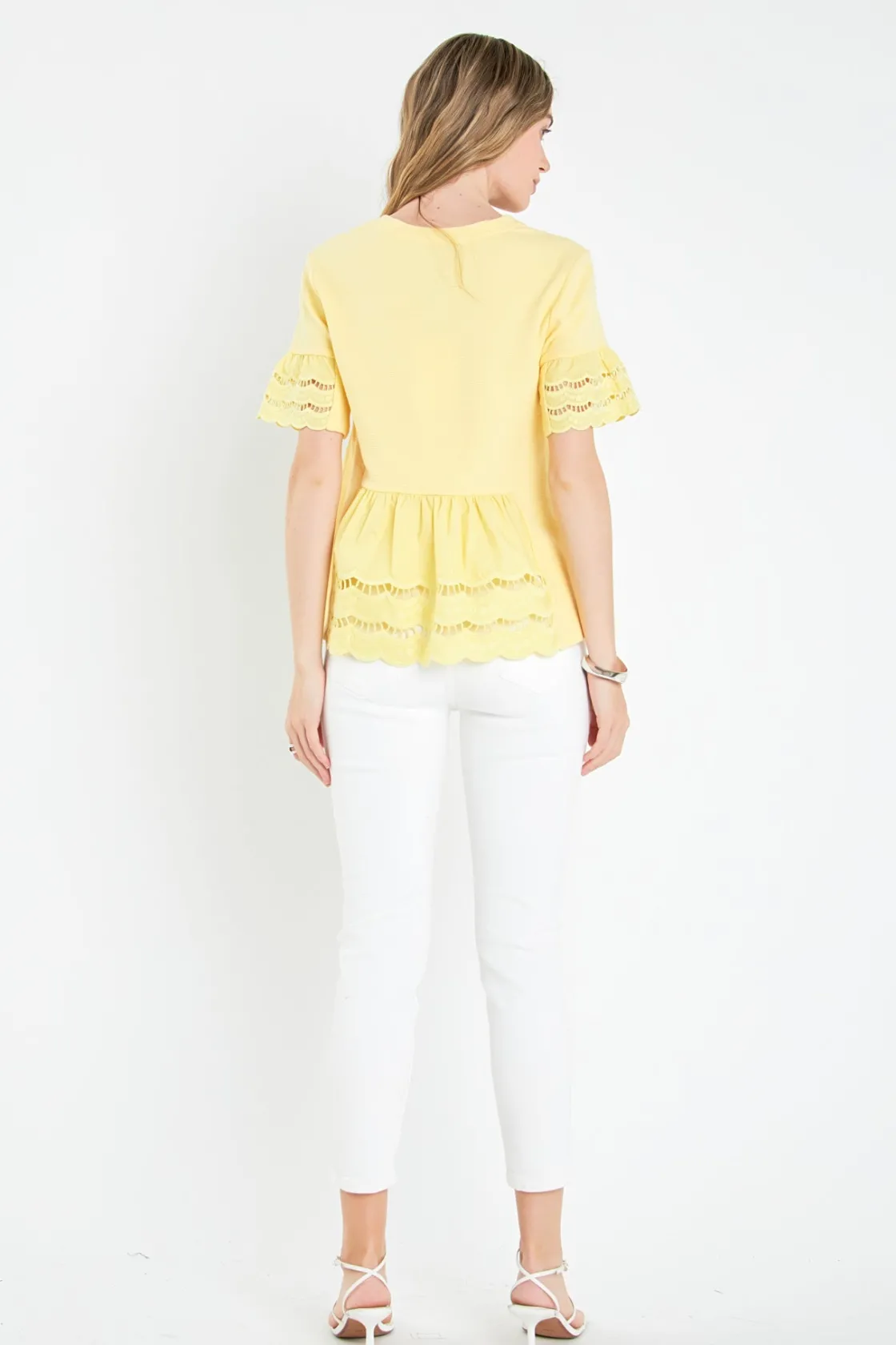 english_factory__knit_eye_7.webp ENGLISH FACTORY Sweaters & Knits | Tops*- Knit Eyelet Mixed T-Shirts