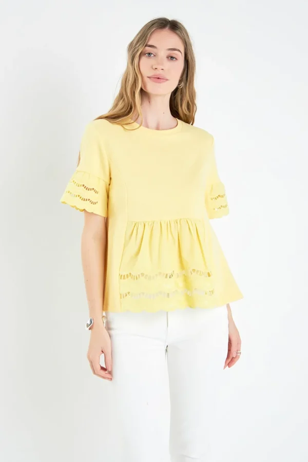 ENGLISH FACTORY Sweaters & Knits | Tops*- Knit Eyelet Mixed T-Shirts