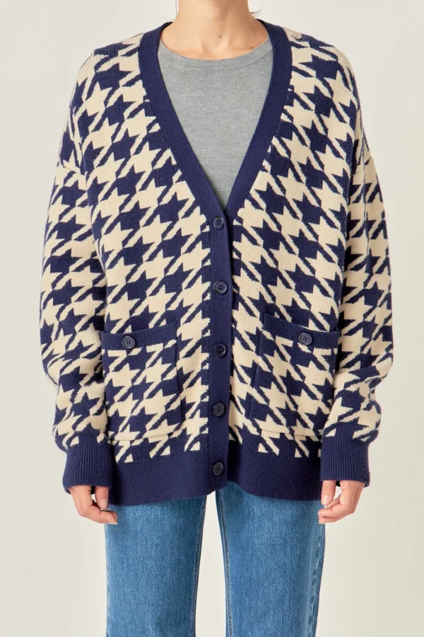 ENGLISH FACTORY Sweaters & Knits | Tops*- Knit Houndstooth Cardigan