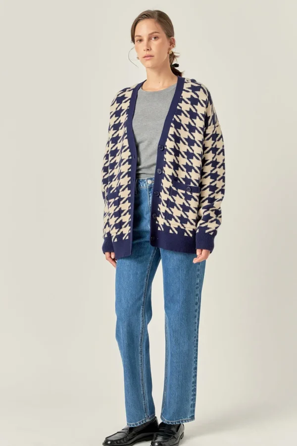 ENGLISH FACTORY Sweaters & Knits | Tops*- Knit Houndstooth Cardigan