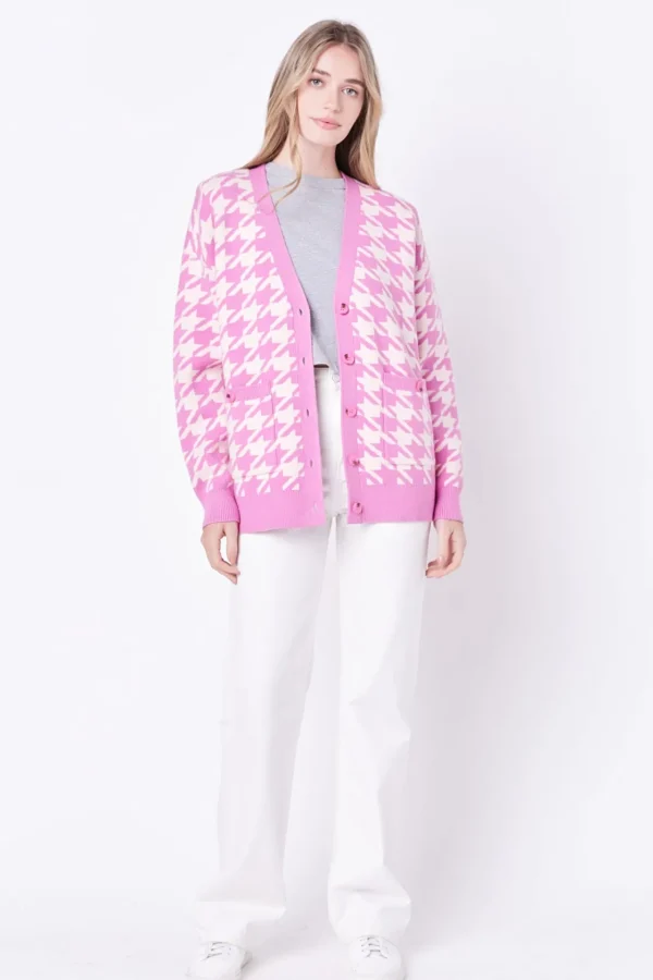 ENGLISH FACTORY Sweaters & Knits | Tops*- Knit Houndstooth Cardigan