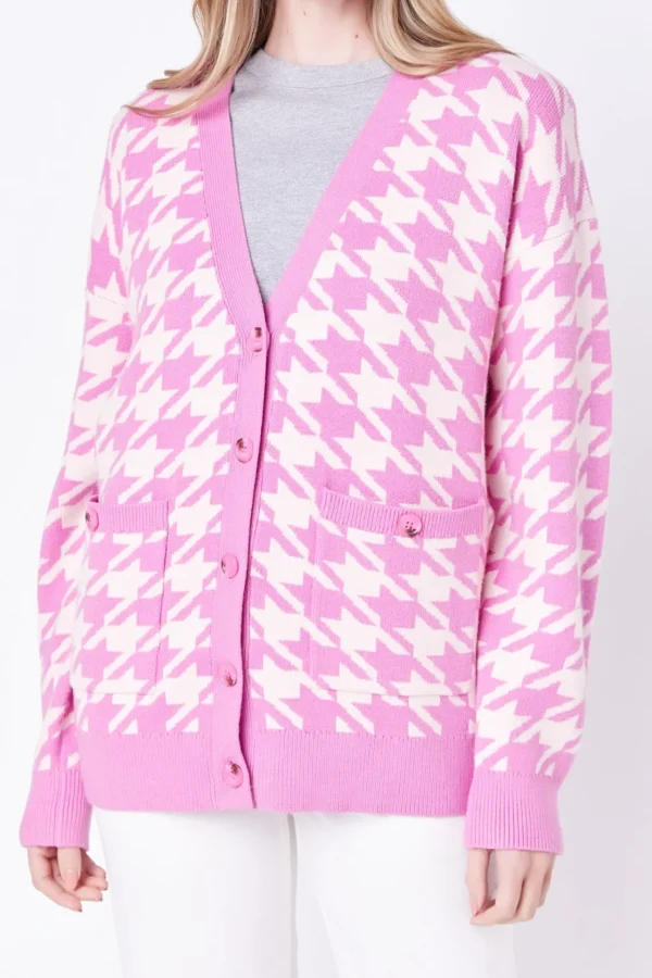 ENGLISH FACTORY Sweaters & Knits | Tops*- Knit Houndstooth Cardigan