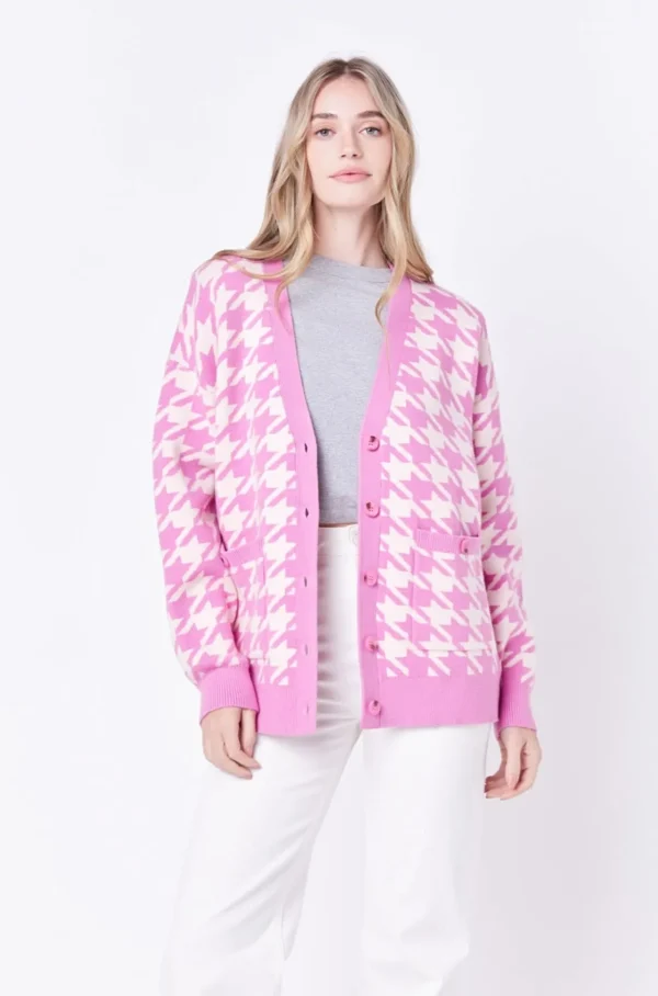 ENGLISH FACTORY Sweaters & Knits | Tops*- Knit Houndstooth Cardigan