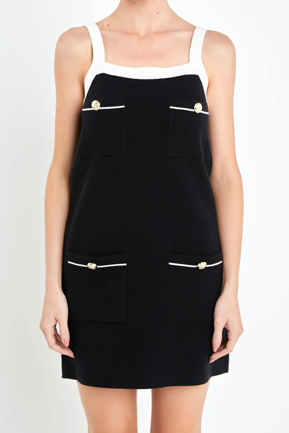 english_factory__knit_min_0.webp ENGLISH FACTORY Strapless | Tops*- Knit Mini Dress With Pockets BLACK/CREAM