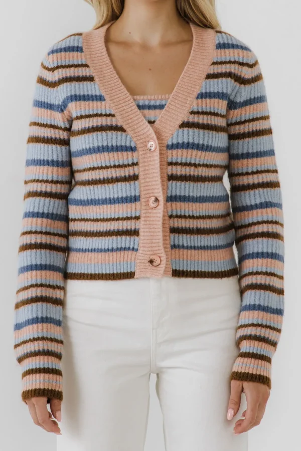 ENGLISH FACTORY Sweaters & Knits*- Knit Stripe Cardigan MULTI