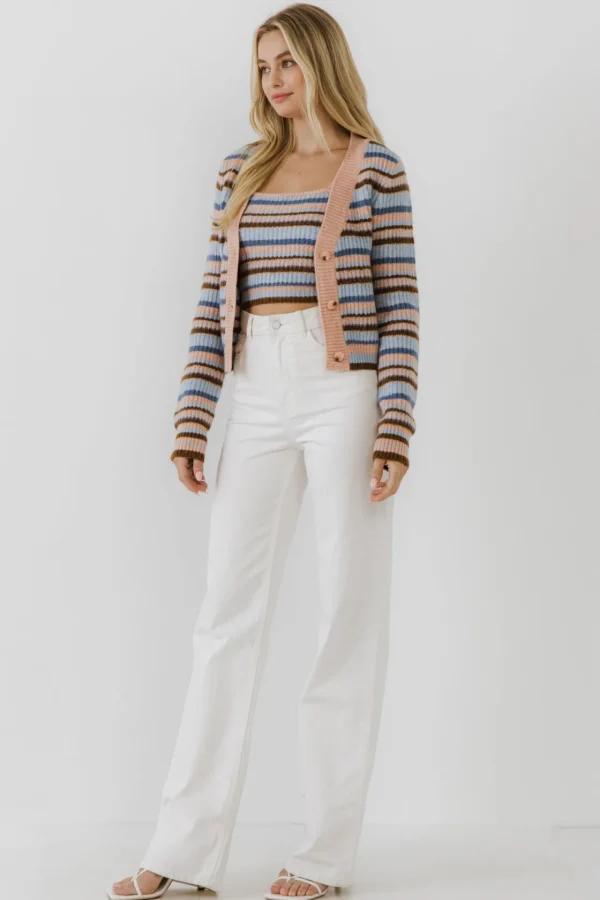 ENGLISH FACTORY Sweaters & Knits*- Knit Stripe Cardigan MULTI