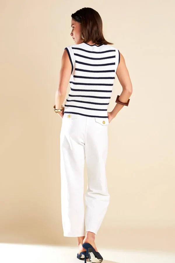 ENGLISH FACTORY Tops*- Knit Stripe Top OFFWHITE/NAVY