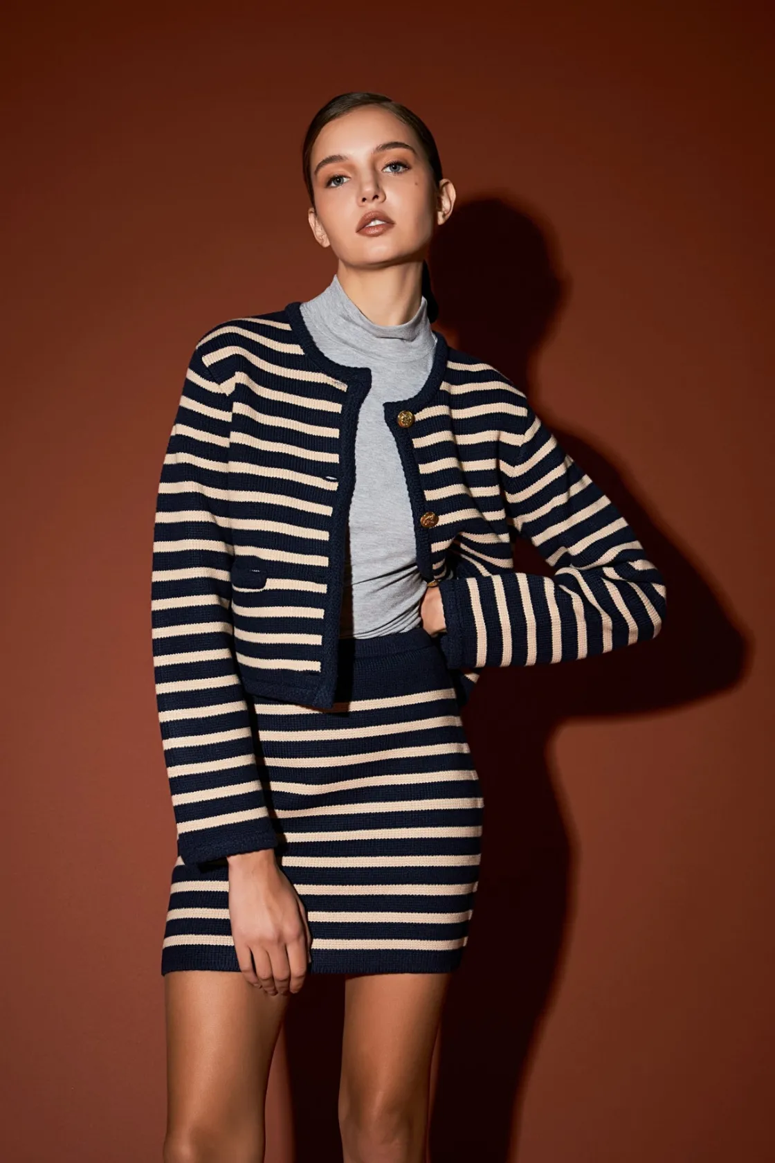 english_factory__knit_str_23.webp ENGLISH FACTORY Sweaters & Knits | Matching Sets*- Knit Striped Mini Skirt
