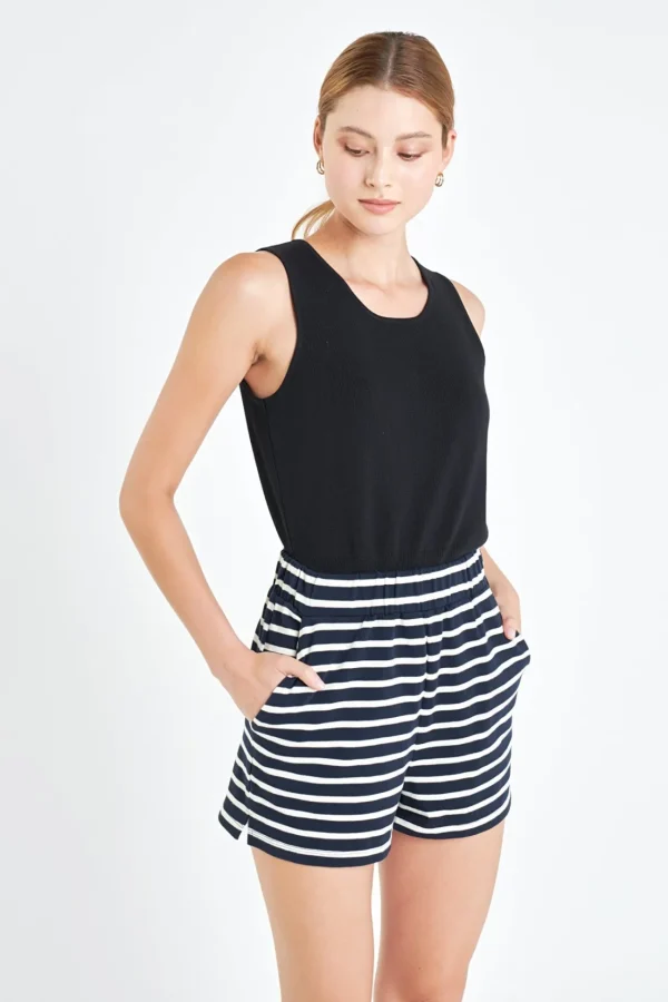 ENGLISH FACTORY Shorts & Skorts | Tops*- Knit Striped Shorts NAVY/WHITE