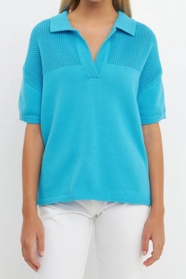 ENGLISH FACTORY Sweaters & Knits | Tops*- Knit Sweatshirt with Short Sleeve