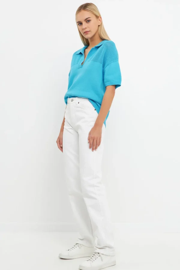 ENGLISH FACTORY Sweaters & Knits | Tops*- Knit Sweatshirt with Short Sleeve