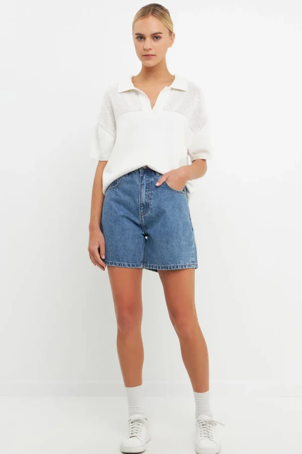ENGLISH FACTORY Sweaters & Knits | Tops*- Knit Sweatshirt with Short Sleeve