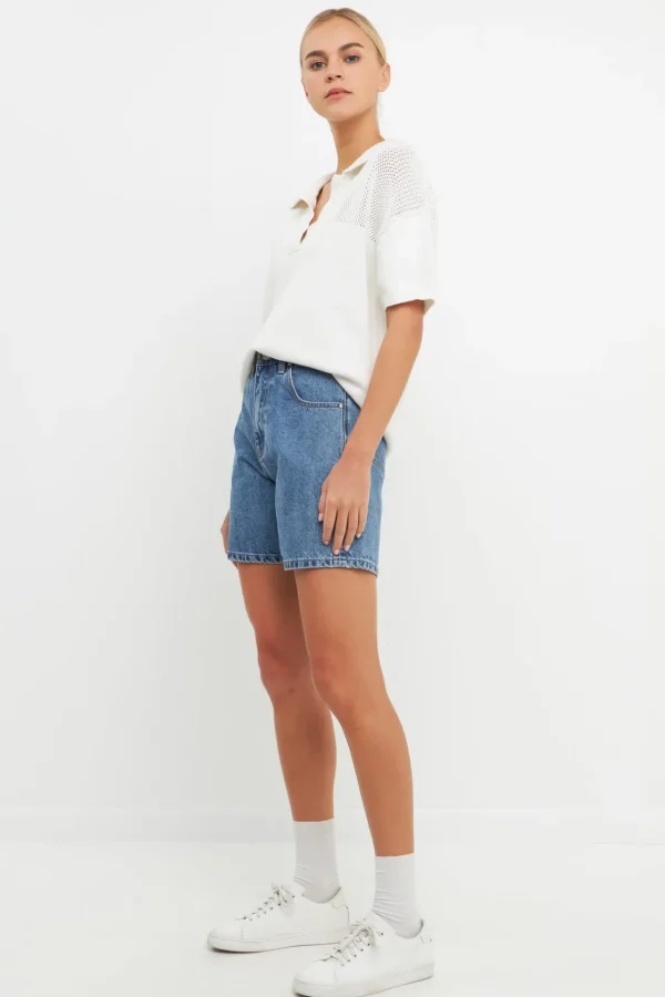 ENGLISH FACTORY Sweaters & Knits | Tops*- Knit Sweatshirt with Short Sleeve