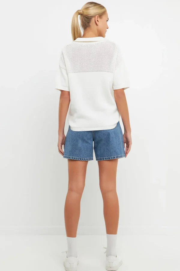 ENGLISH FACTORY Sweaters & Knits | Tops*- Knit Sweatshirt with Short Sleeve