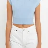 ENGLISH FACTORY Sweaters & Knits | Tops*- Knit Top with Collar POWDERBLUE