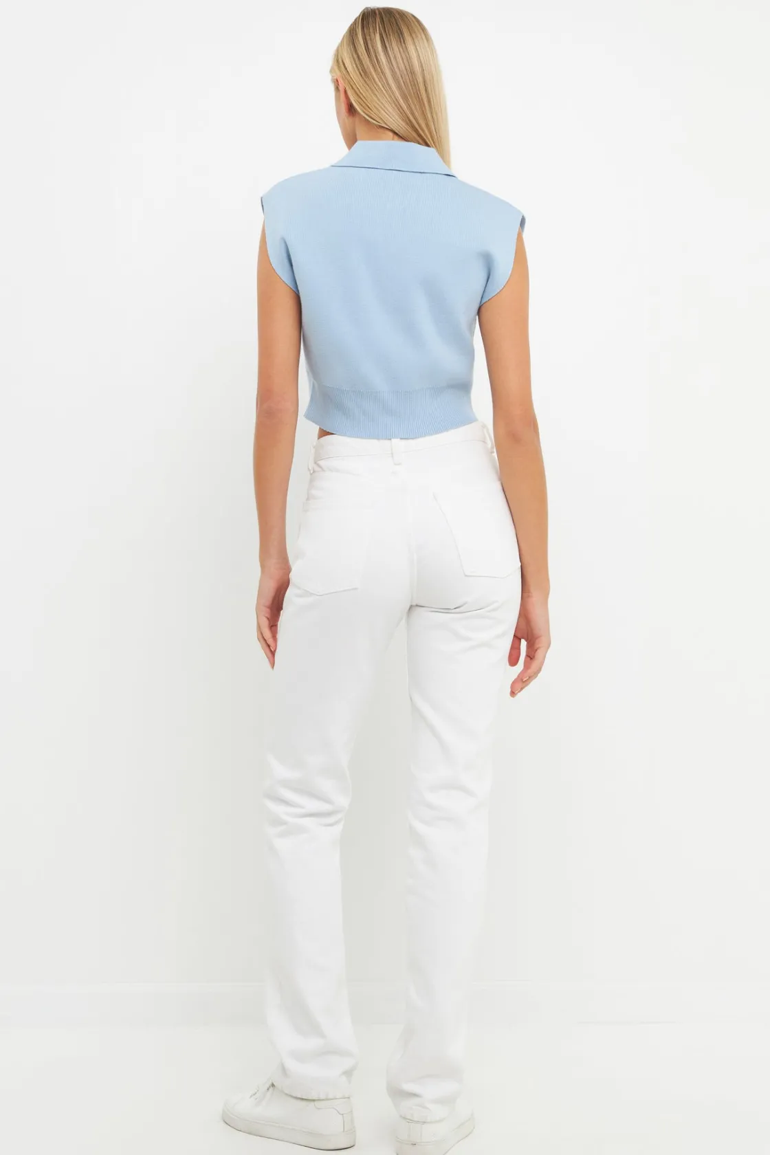 english_factory__knit_top_2.webp ENGLISH FACTORY Sweaters & Knits | Tops*- Knit Top with Collar POWDERBLUE