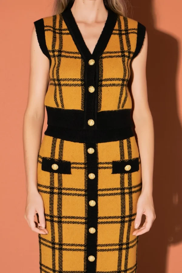 ENGLISH FACTORY Sweaters & Knits | Matching Sets*- Knit Vest with Buttons YELLOW/BLACK