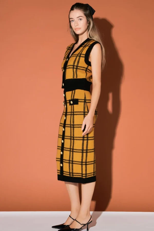 ENGLISH FACTORY Sweaters & Knits | Matching Sets*- Knit Vest with Buttons YELLOW/BLACK