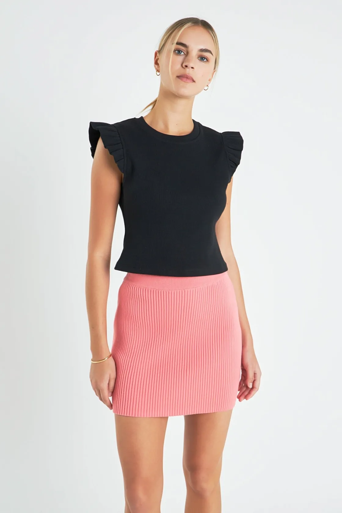 english_factory__knitted__3.webp ENGLISH FACTORY Skirts | Tops*- Knitted Mini Skirt PINK