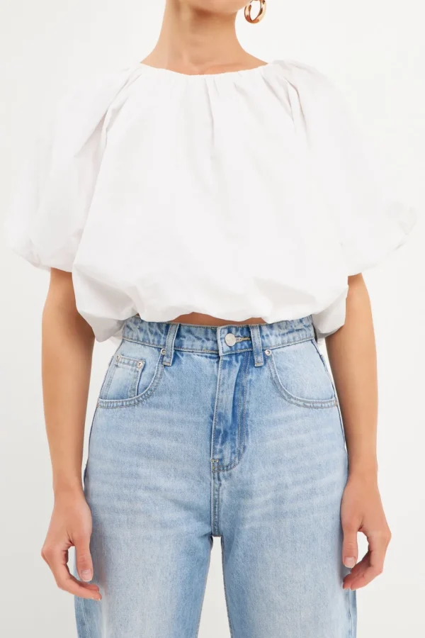 ENGLISH FACTORY Tops*- Knotted Cut Out Detail Top WHITE