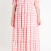 ENGLISH FACTORY Tops*- Knotted Gingham Dress PINK