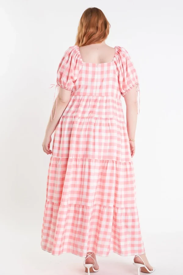 ENGLISH FACTORY Tops*- Knotted Gingham Dress PINK
