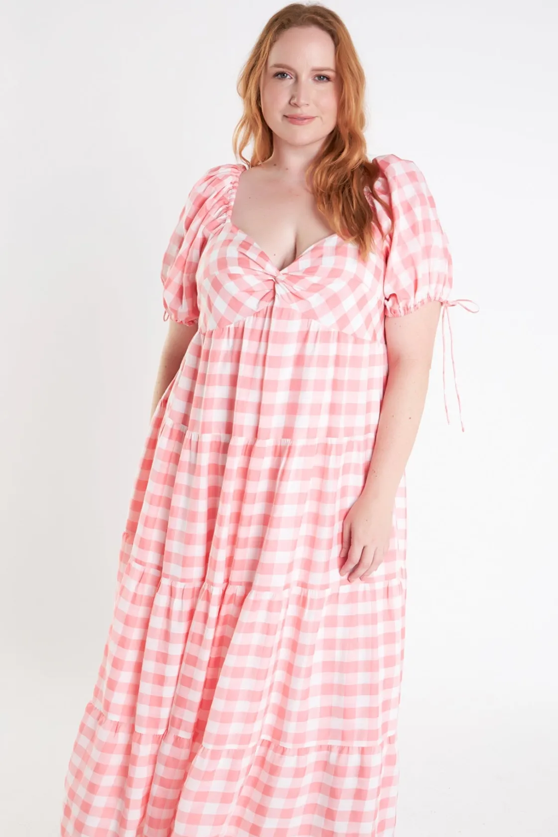 english_factory__knotted__3.webp ENGLISH FACTORY Tops*- Knotted Gingham Dress PINK