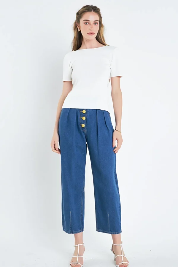 ENGLISH FACTORY Tops*- Knotted Back Detail Knit Top