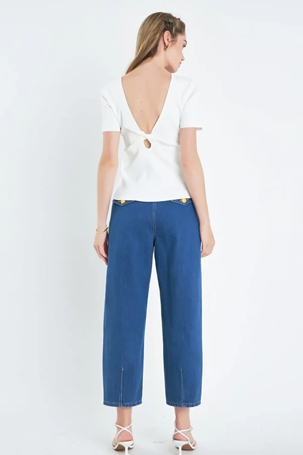 ENGLISH FACTORY Tops*- Knotted Back Detail Knit Top