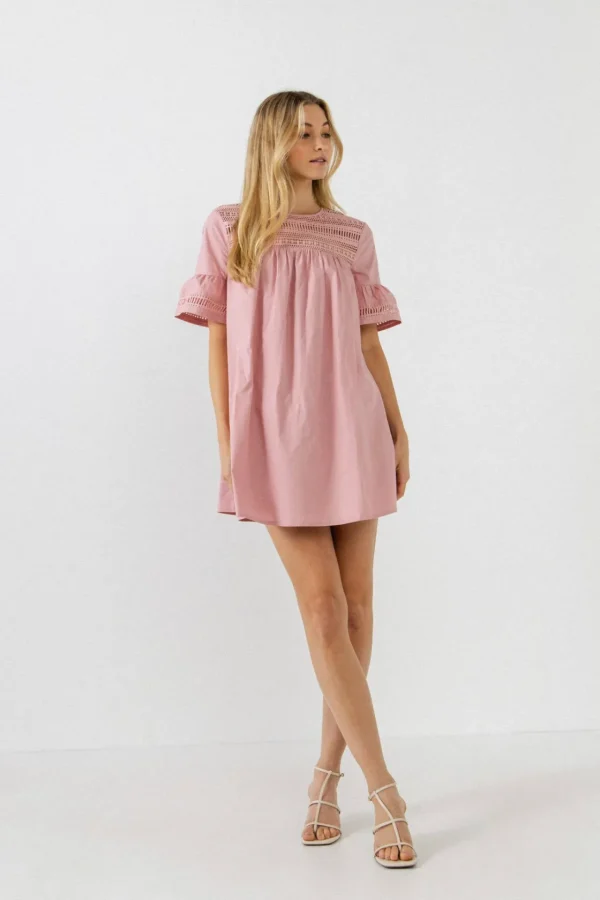 ENGLISH FACTORY Lace Dresses | Tops*- Lace Detail Mini Dress